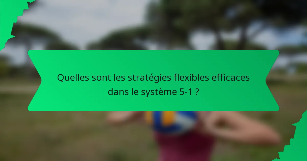 Quelles sont les stratégies flexibles efficaces dans le système 5-1 ?